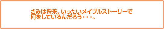 きみは将来、いったいメイプルストーリーで何をしているんだろう・・・。